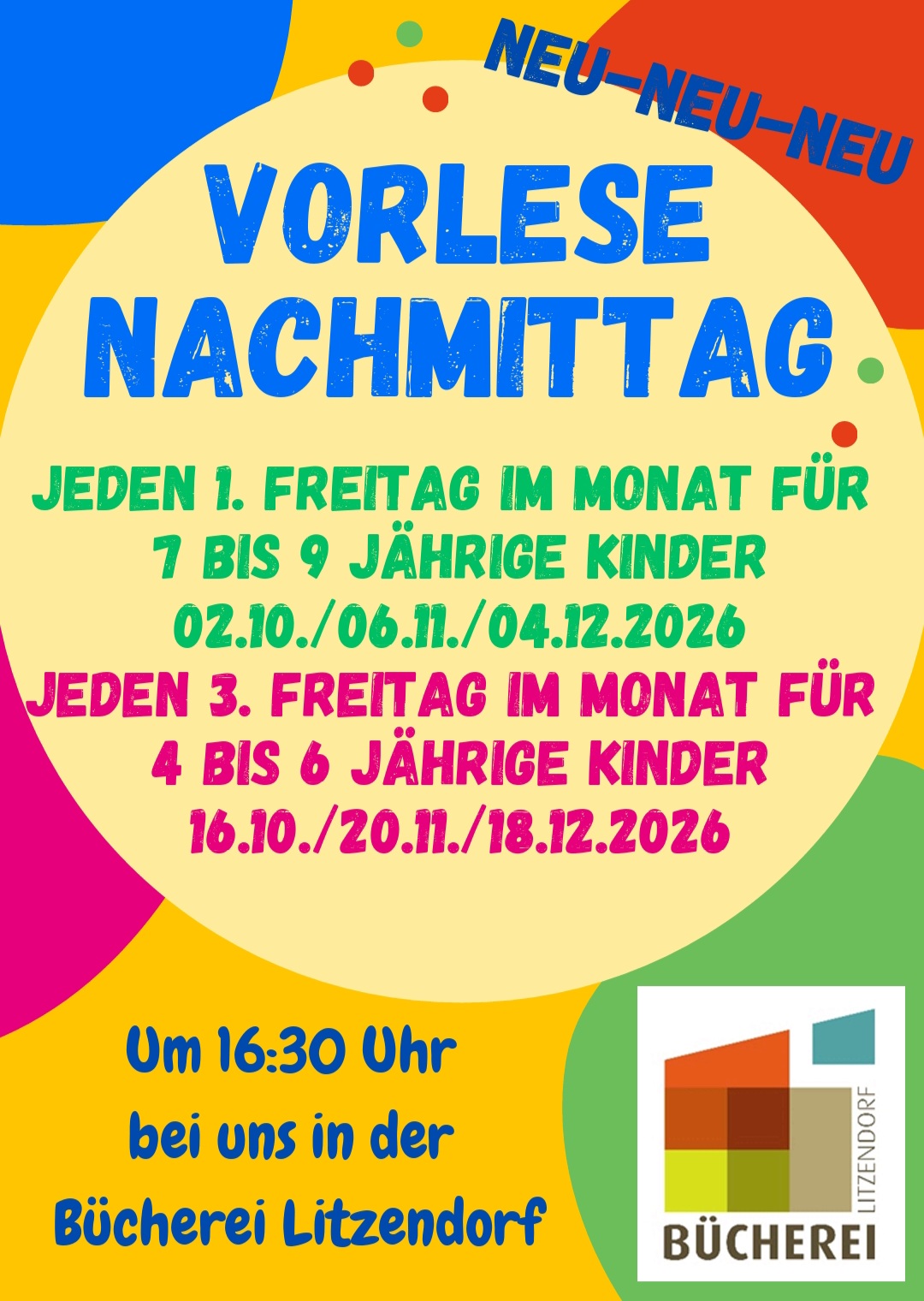 Plakat zur Einladung zum Vorlesenachmittag